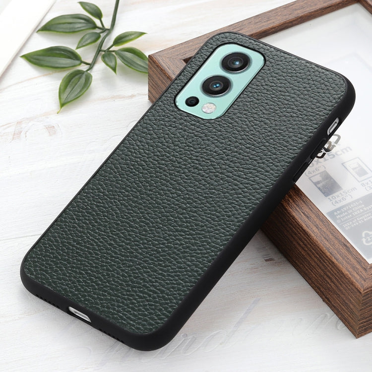 For OnePlus Nord 2 5G Litchi Texture Genuine Leather Folding Protective Case