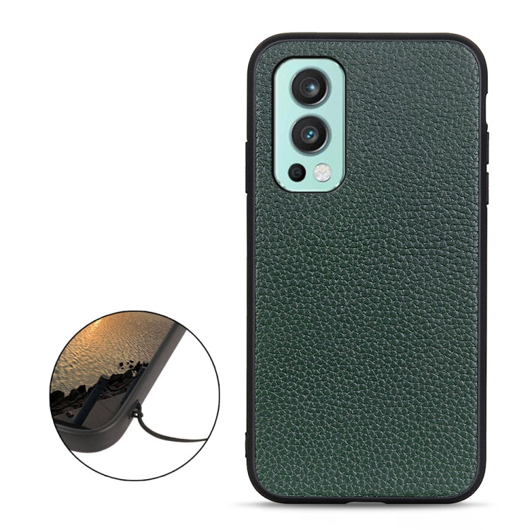 For OnePlus Nord 2 5G Litchi Texture Genuine Leather Folding Protective Case