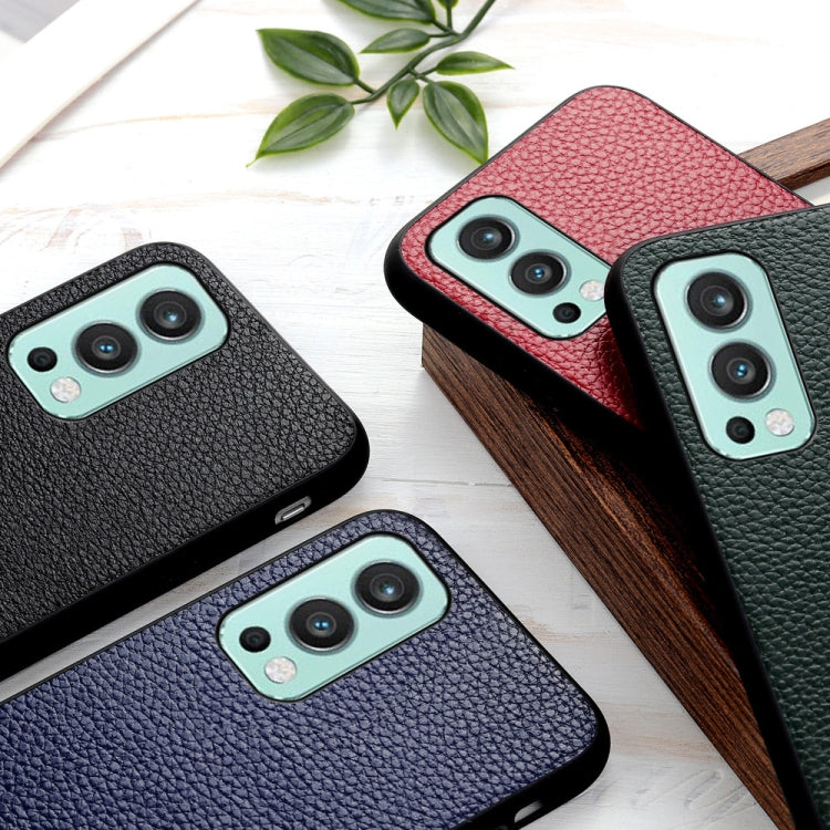 For OnePlus Nord 2 5G Litchi Texture Genuine Leather Folding Protective Case