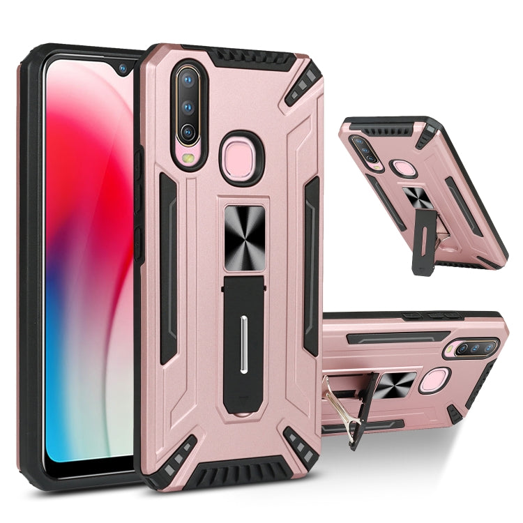 For vivo Y17 War-god Armor TPU + PC Shockproof Magnetic Protective Case with Folding Holder