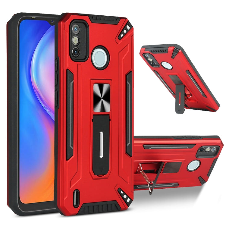 For Tecno Spark 6 Go War-god Armor TPU + PC Shockproof Magnetic Protective Case with Folding Holder