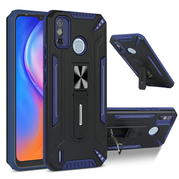 For Tecno Spark 6 Go War-god Armor TPU + PC Shockproof Magnetic Protective Case with Folding Holder