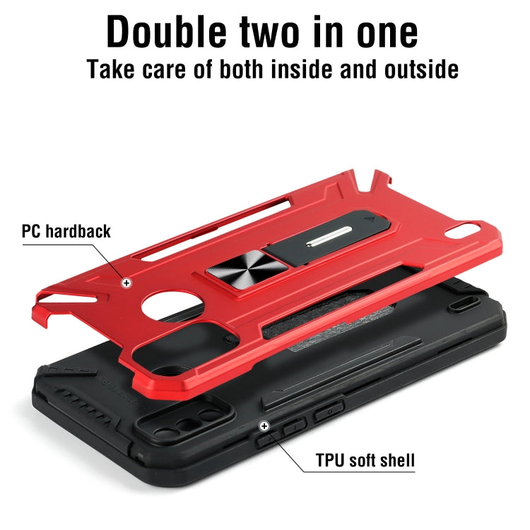 For Tecno Spark 6 Go War-god Armor TPU + PC Shockproof Magnetic Protective Case with Folding Holder