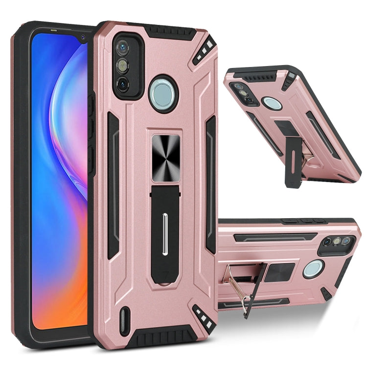 For Tecno Spark 6 Go War-god Armor TPU + PC Shockproof Magnetic Protective Case with Folding Holder