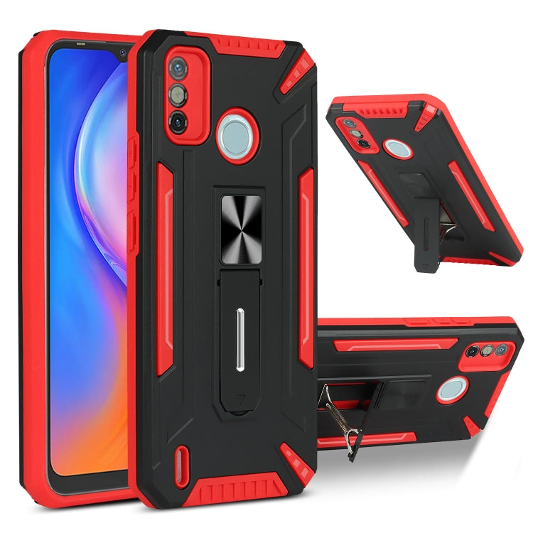 For Tecno Spark 6 Go War-god Armor TPU + PC Shockproof Magnetic Protective Case with Folding Holder