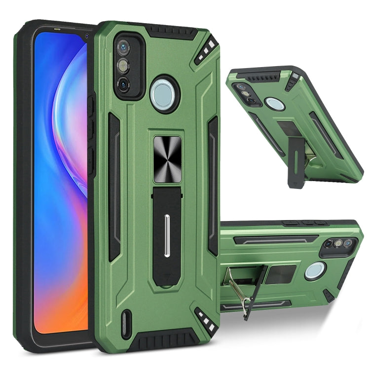 For Tecno Spark 6 Go War-god Armor TPU + PC Shockproof Magnetic Protective Case with Folding Holder