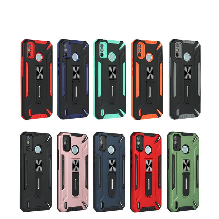 For Tecno Spark 6 Go War-god Armor TPU + PC Shockproof Magnetic Protective Case with Folding Holder