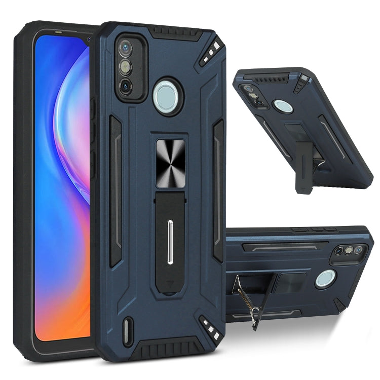 For Tecno Spark 6 Go War-god Armor TPU + PC Shockproof Magnetic Protective Case with Folding Holder