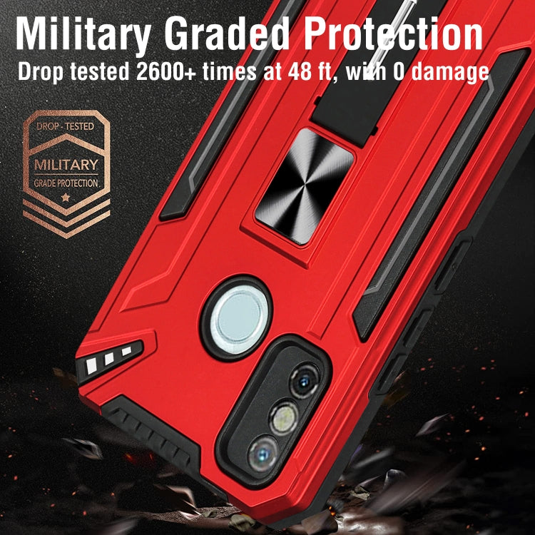 For Tecno Spark 6 Go War-god Armor TPU + PC Shockproof Magnetic Protective Case with Folding Holder