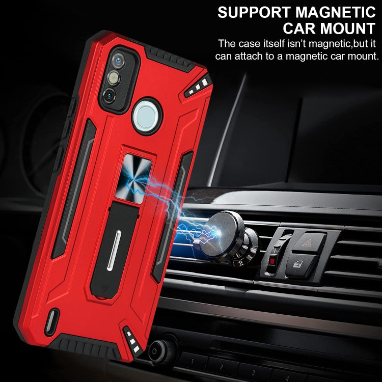 For Tecno Spark 6 Go War-god Armor TPU + PC Shockproof Magnetic Protective Case with Folding Holder
