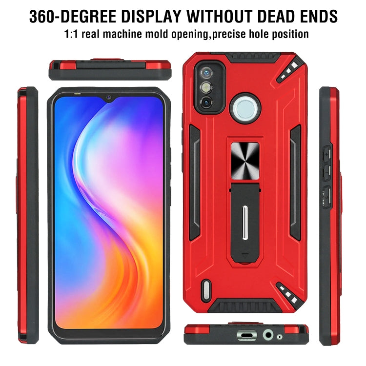 For Tecno Spark 6 Go War-god Armor TPU + PC Shockproof Magnetic Protective Case with Folding Holder