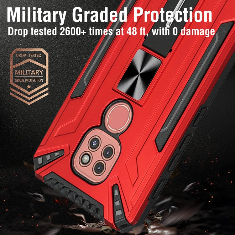 For Motorola Moto G9 Play War-god Armor TPU + PC Shockproof Magnetic Protective Case with Folding Holder