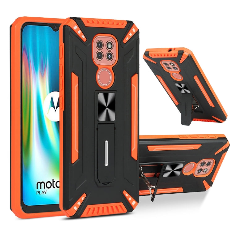 For Motorola Moto G9 Play War-god Armor TPU + PC Shockproof Magnetic Protective Case with Folding Holder