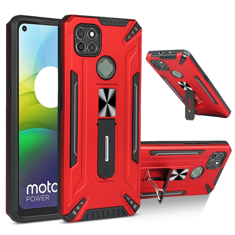 For Motorola Moto G9 Power War-god Armor TPU + PC Shockproof Magnetic Protective Case with Folding Holder