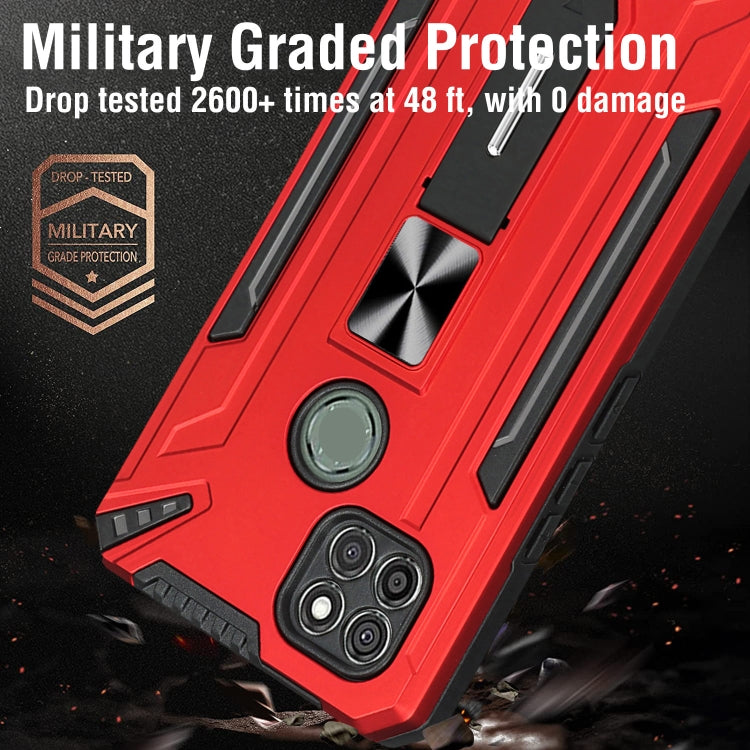 For Motorola Moto G9 Power War-god Armor TPU + PC Shockproof Magnetic Protective Case with Folding Holder