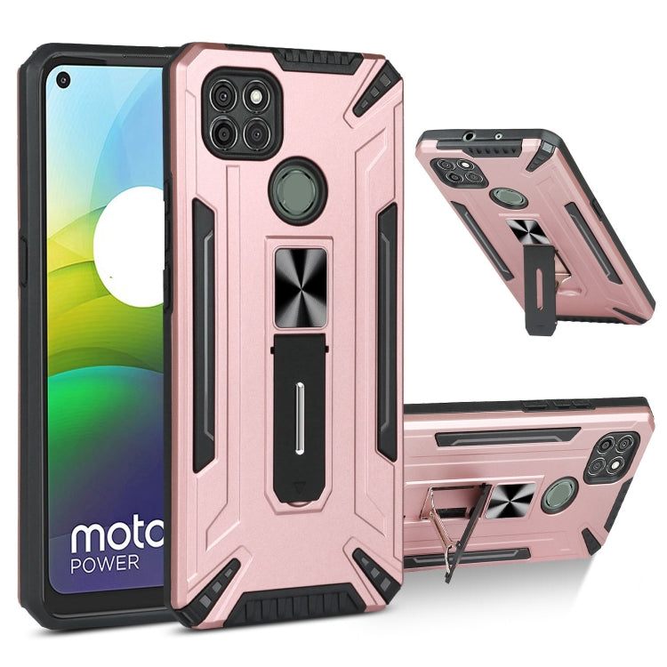 For Motorola Moto G9 Power War-god Armor TPU + PC Shockproof Magnetic Protective Case with Folding Holder