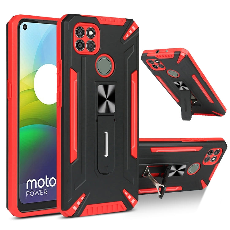For Motorola Moto G9 Power War-god Armor TPU + PC Shockproof Magnetic Protective Case with Folding Holder