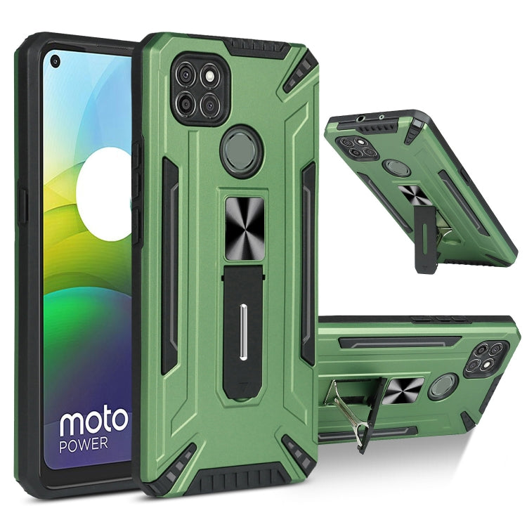 For Motorola Moto G9 Power War-god Armor TPU + PC Shockproof Magnetic Protective Case with Folding Holder