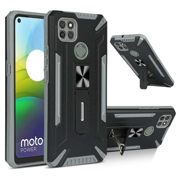 For Motorola Moto G9 Power War-god Armor TPU + PC Shockproof Magnetic Protective Case with Folding Holder