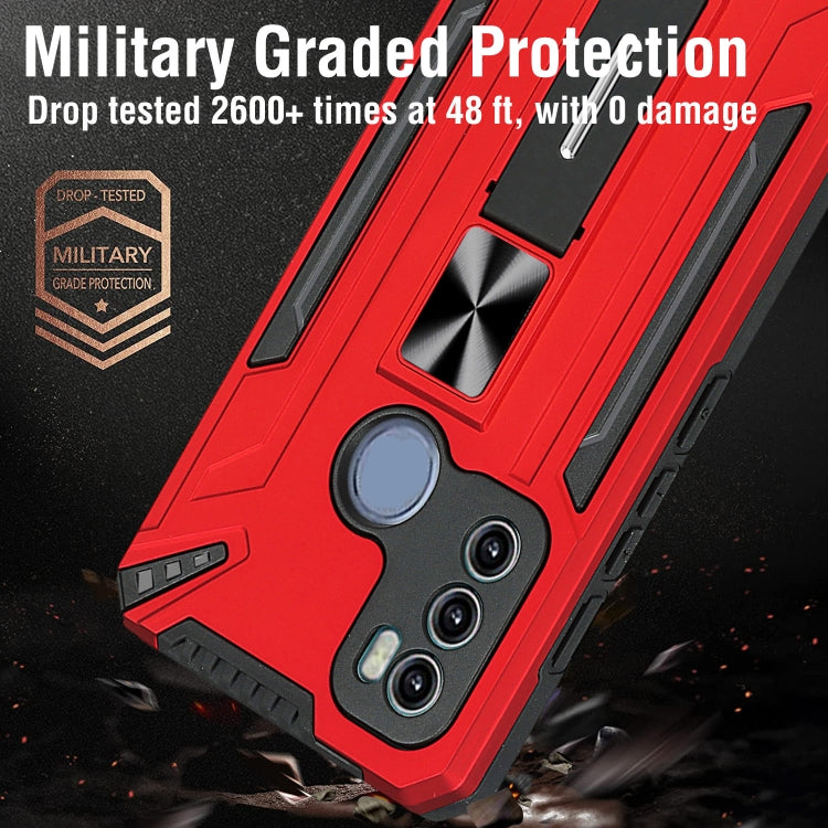 For Motorola Moto G60 War-god Armor TPU + PC Shockproof Magnetic Protective Case with Folding Holder