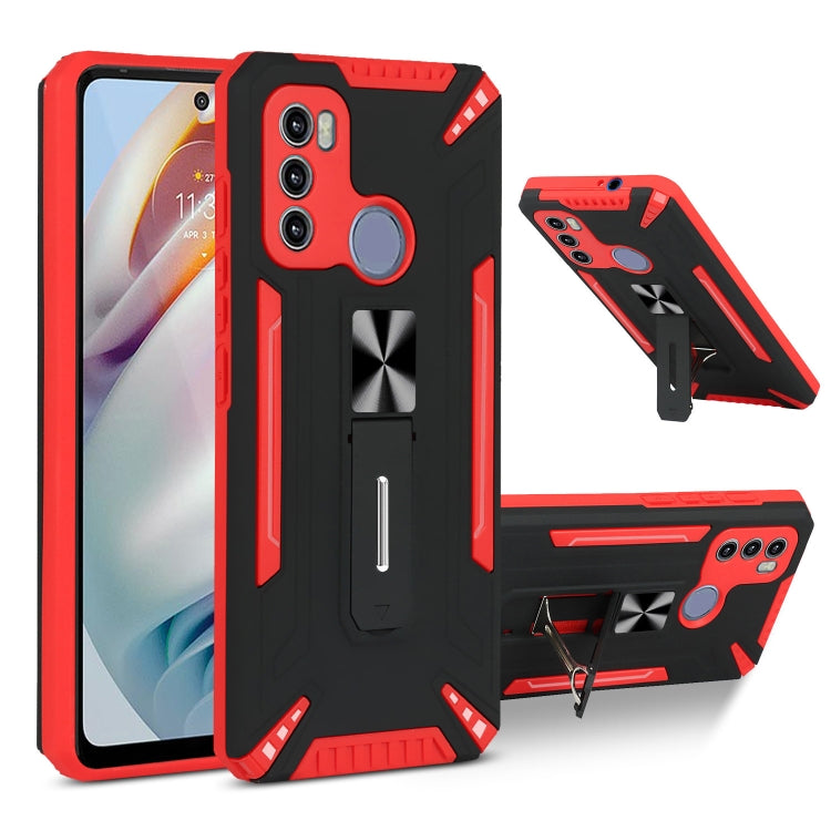 For Motorola Moto G60 War-god Armor TPU + PC Shockproof Magnetic Protective Case with Folding Holder