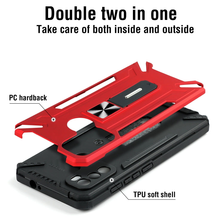 For Motorola Moto G60 War-god Armor TPU + PC Shockproof Magnetic Protective Case with Folding Holder