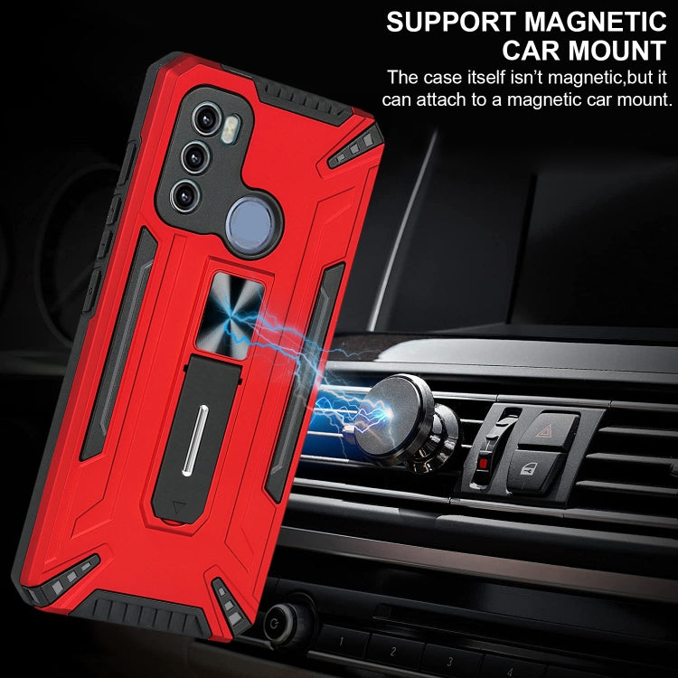 For Motorola Moto G60 War-god Armor TPU + PC Shockproof Magnetic Protective Case with Folding Holder
