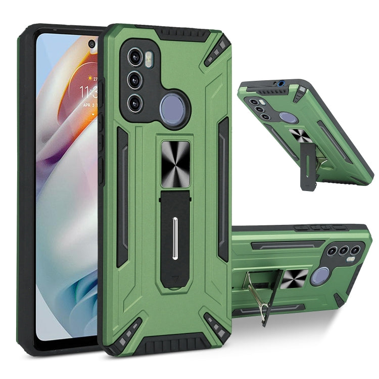 For Motorola Moto G60 War-god Armor TPU + PC Shockproof Magnetic Protective Case with Folding Holder