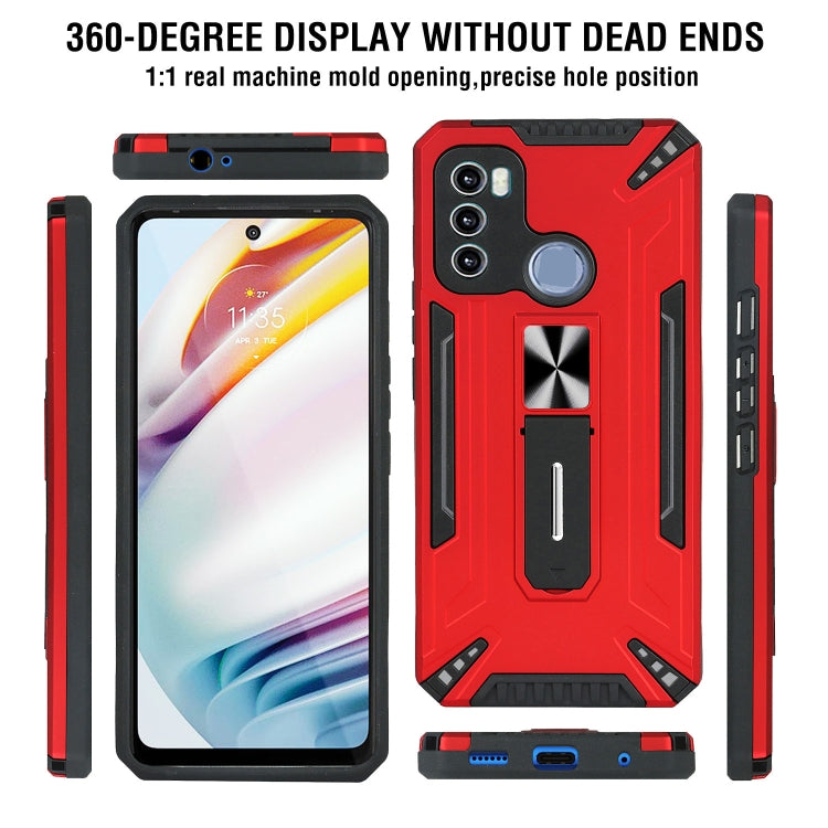 For Motorola Moto G60 War-god Armor TPU + PC Shockproof Magnetic Protective Case with Folding Holder