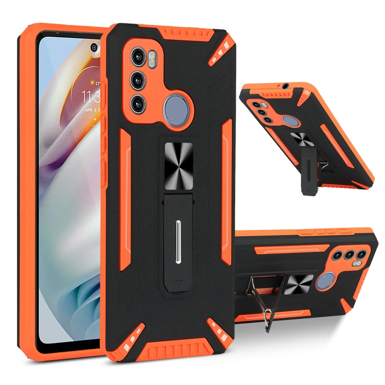 For Motorola Moto G60 War-god Armor TPU + PC Shockproof Magnetic Protective Case with Folding Holder