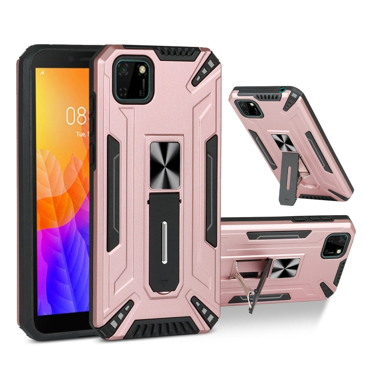 For Huawei Y5p War-god Armor TPU + PC Shockproof Magnetic Protective Case with Folding Holder