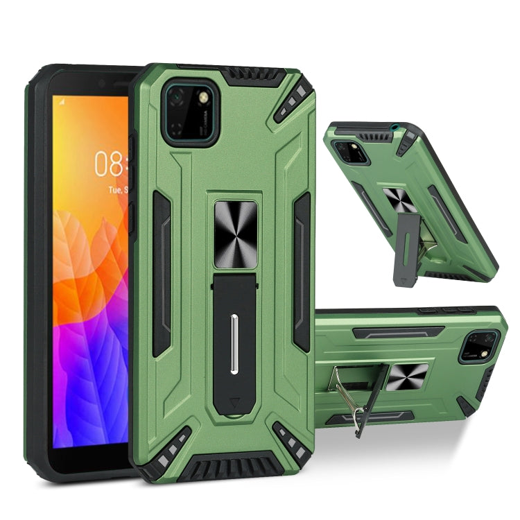 For Huawei Y5p War-god Armor TPU + PC Shockproof Magnetic Protective Case with Folding Holder