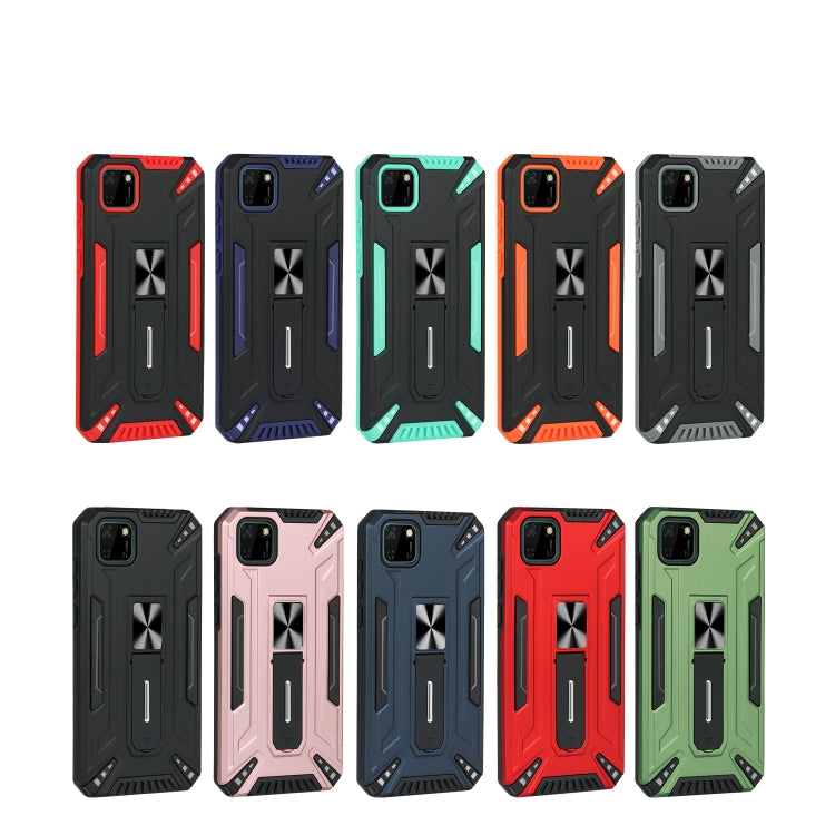 For Huawei Y5p War-god Armor TPU + PC Shockproof Magnetic Protective Case with Folding Holder