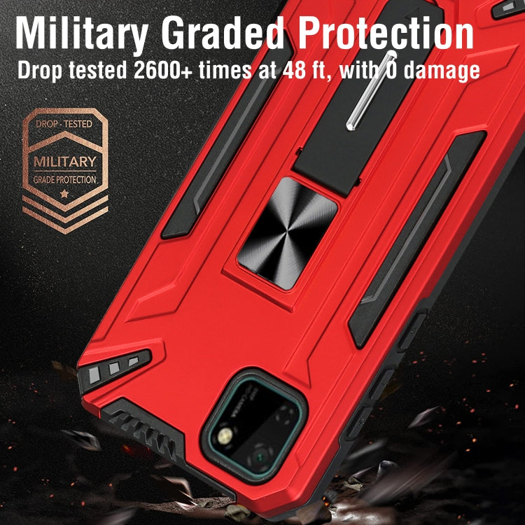 For Huawei Y5p War-god Armor TPU + PC Shockproof Magnetic Protective Case with Folding Holder