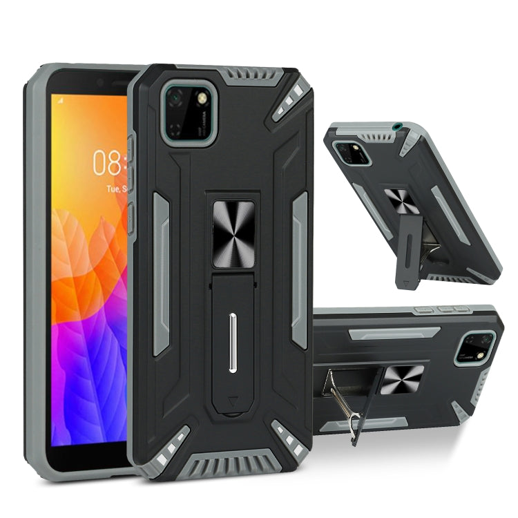 For Huawei Y5p War-god Armor TPU + PC Shockproof Magnetic Protective Case with Folding Holder