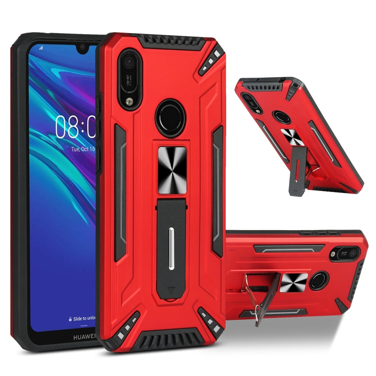 For Huawei Y6 2019 War-god Armor TPU + PC Shockproof Magnetic Protective Case with Folding Holder