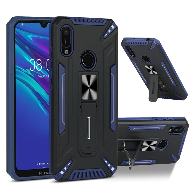 For Huawei Y6 2019 War-god Armor TPU + PC Shockproof Magnetic Protective Case with Folding Holder