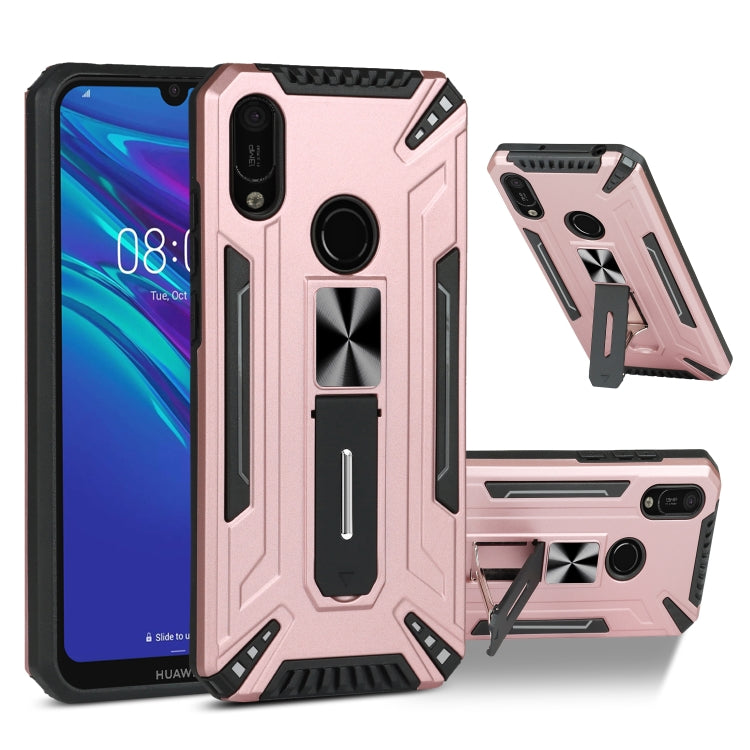 For Huawei Y6 2019 War-god Armor TPU + PC Shockproof Magnetic Protective Case with Folding Holder