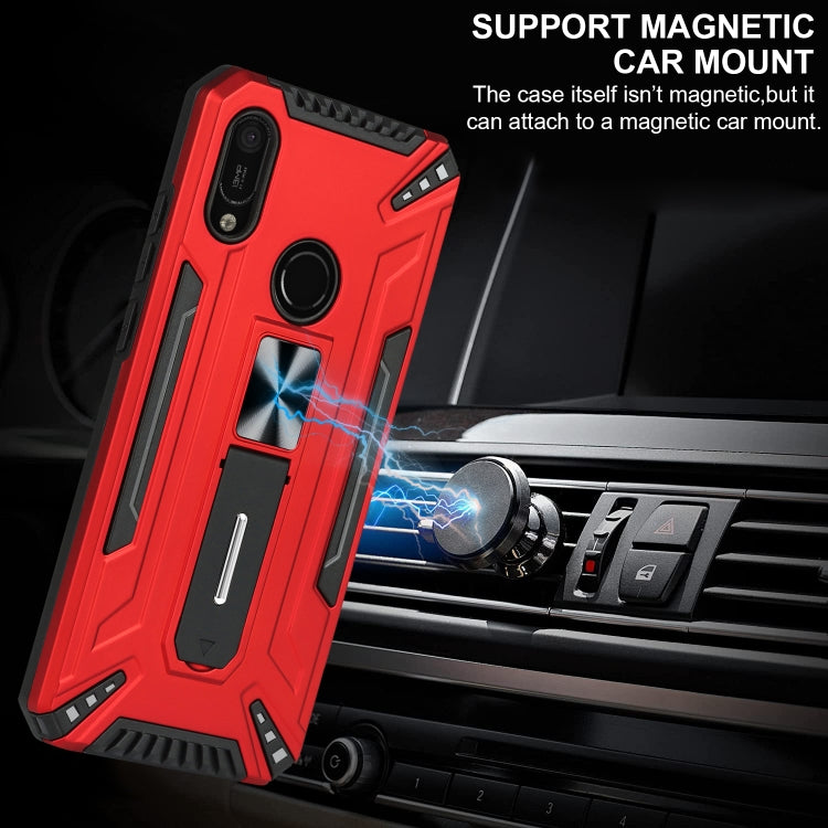 For Huawei Y6 2019 War-god Armor TPU + PC Shockproof Magnetic Protective Case with Folding Holder