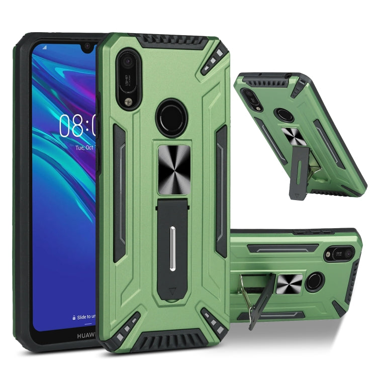 For Huawei Y6 2019 War-god Armor TPU + PC Shockproof Magnetic Protective Case with Folding Holder