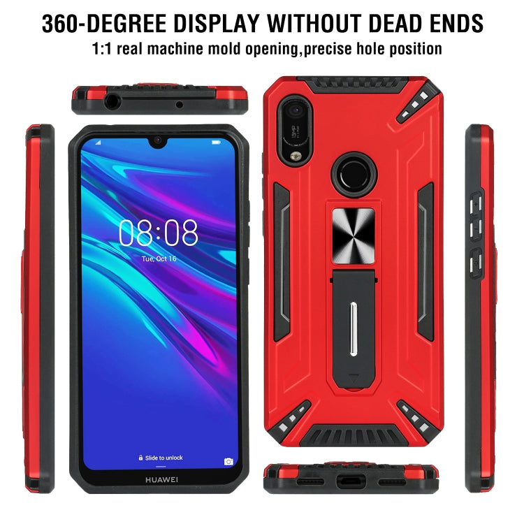 For Huawei Y6 2019 War-god Armor TPU + PC Shockproof Magnetic Protective Case with Folding Holder