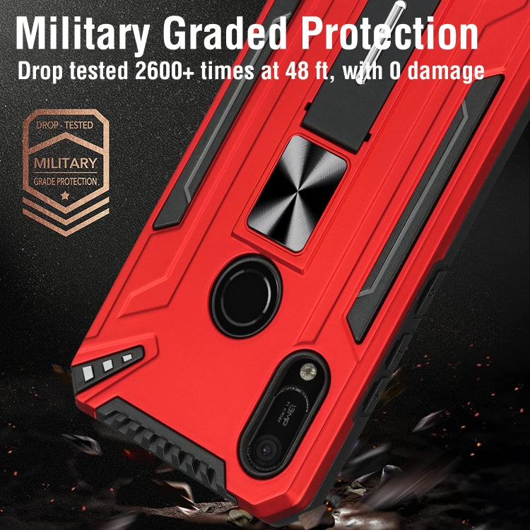 For Huawei Y6 2019 War-god Armor TPU + PC Shockproof Magnetic Protective Case with Folding Holder