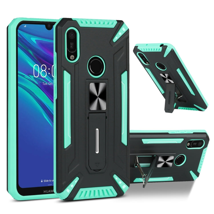 For Huawei Y6 2019 War-god Armor TPU + PC Shockproof Magnetic Protective Case with Folding Holder