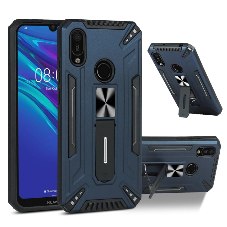 For Huawei Y6 2019 War-god Armor TPU + PC Shockproof Magnetic Protective Case with Folding Holder
