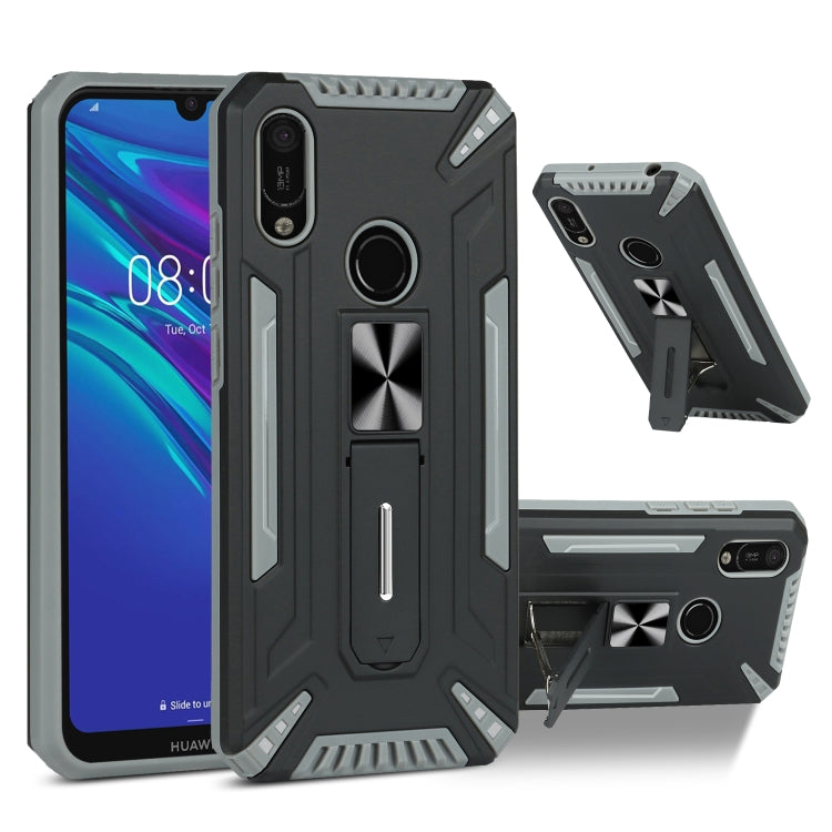 For Huawei Y6 2019 War-god Armor TPU + PC Shockproof Magnetic Protective Case with Folding Holder