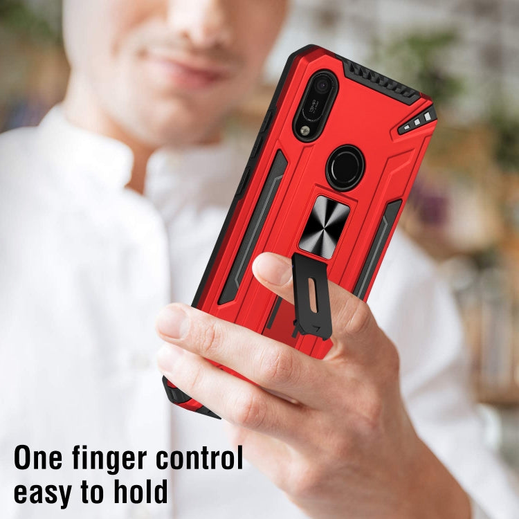 For Huawei Y6 2019 War-god Armor TPU + PC Shockproof Magnetic Protective Case with Folding Holder