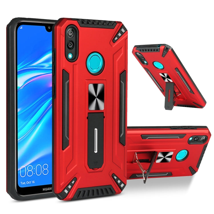 For Huawei Y7 2019 War-god Armor TPU + PC Shockproof Magnetic Protective Case with Folding Holder