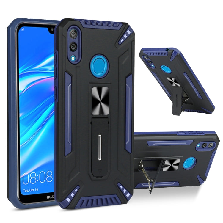 For Huawei Y7 2019 War-god Armor TPU + PC Shockproof Magnetic Protective Case with Folding Holder