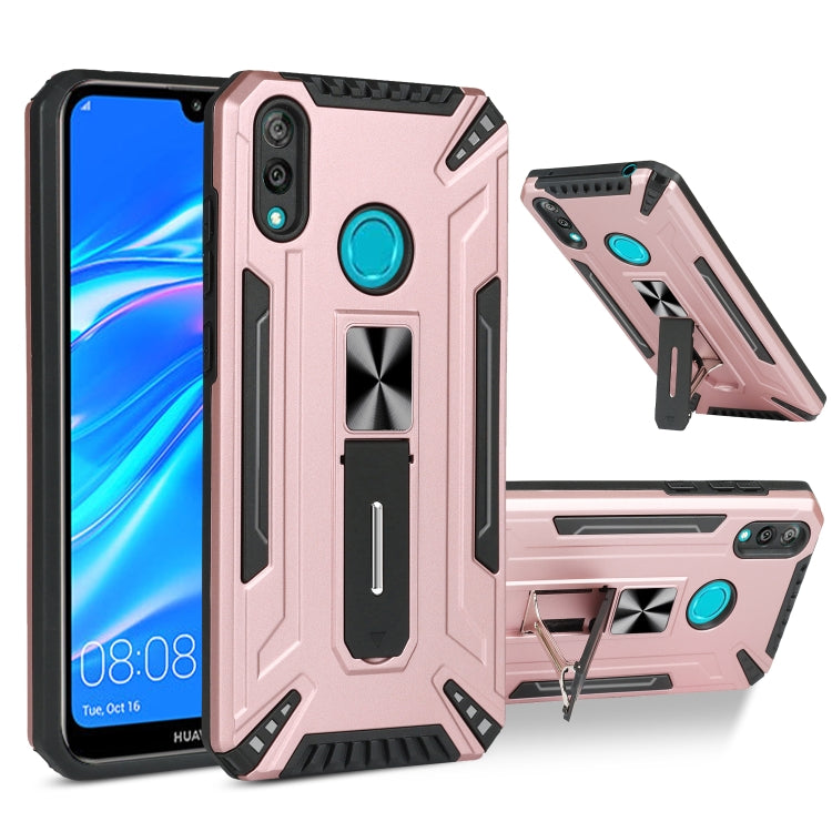 For Huawei Y7 2019 War-god Armor TPU + PC Shockproof Magnetic Protective Case with Folding Holder