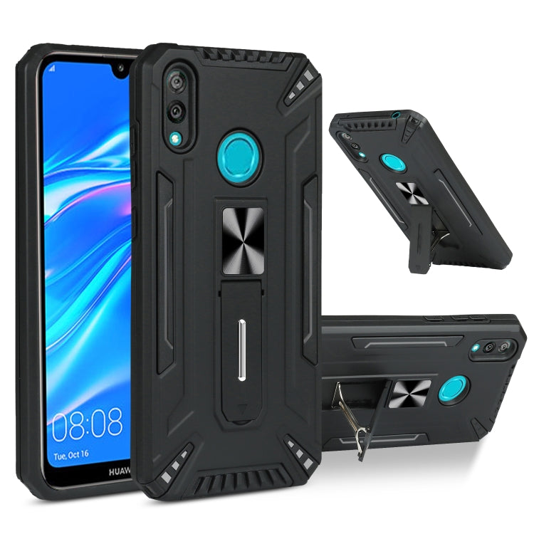For Huawei Y7 2019 War-god Armor TPU + PC Shockproof Magnetic Protective Case with Folding Holder